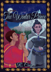 a youngish man trying to hand a man dressed in winter armor a wamr drink. snowy landscape behind them.